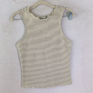 Buckle Fitz + Edd! Lettuce Hem‎ Cream Striped Tank Top Size L